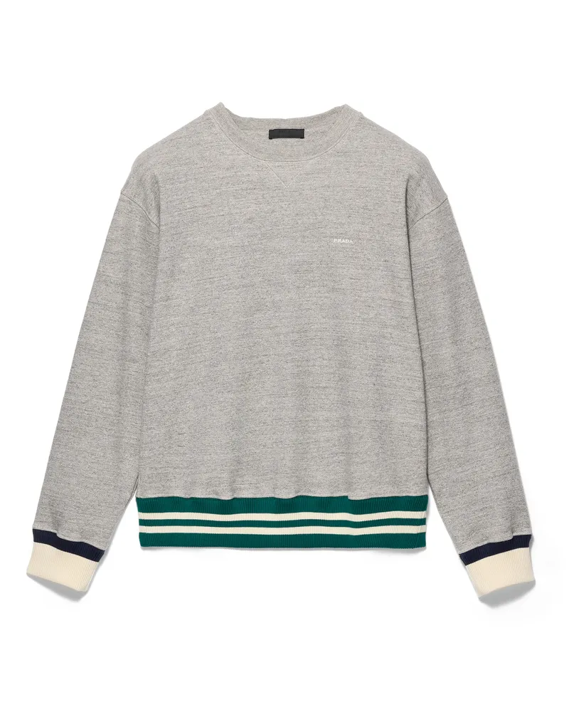 Prada Sweatshirt Aus Baumwollfleece, Herren, Grau, Größe Grau