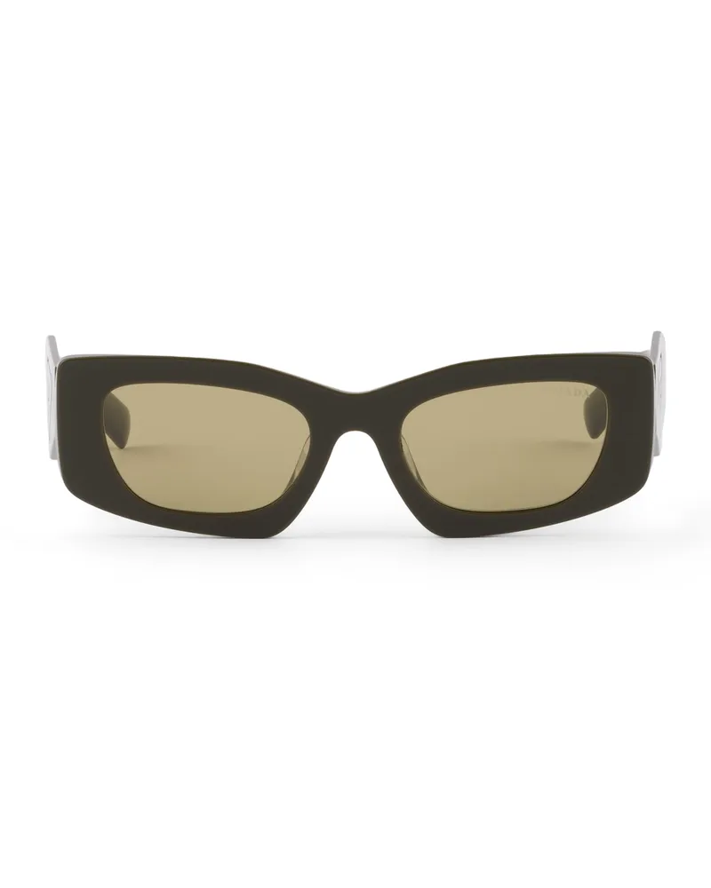 Prada Sonnenbrille Mit Triangolo-logo, Damen, Olivgrüne Gläser Olivgrüne