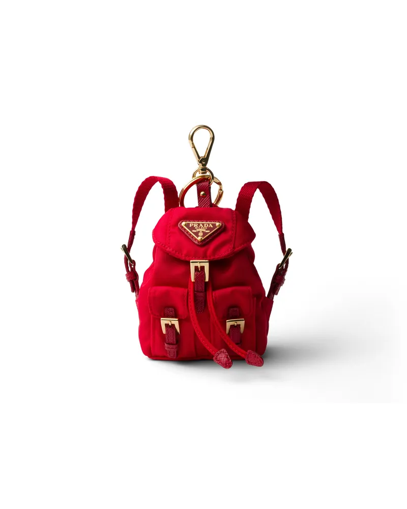 Prada Mini-icon-schlüsselanhänger Aus Re-nylon, Damen, Rot Rot