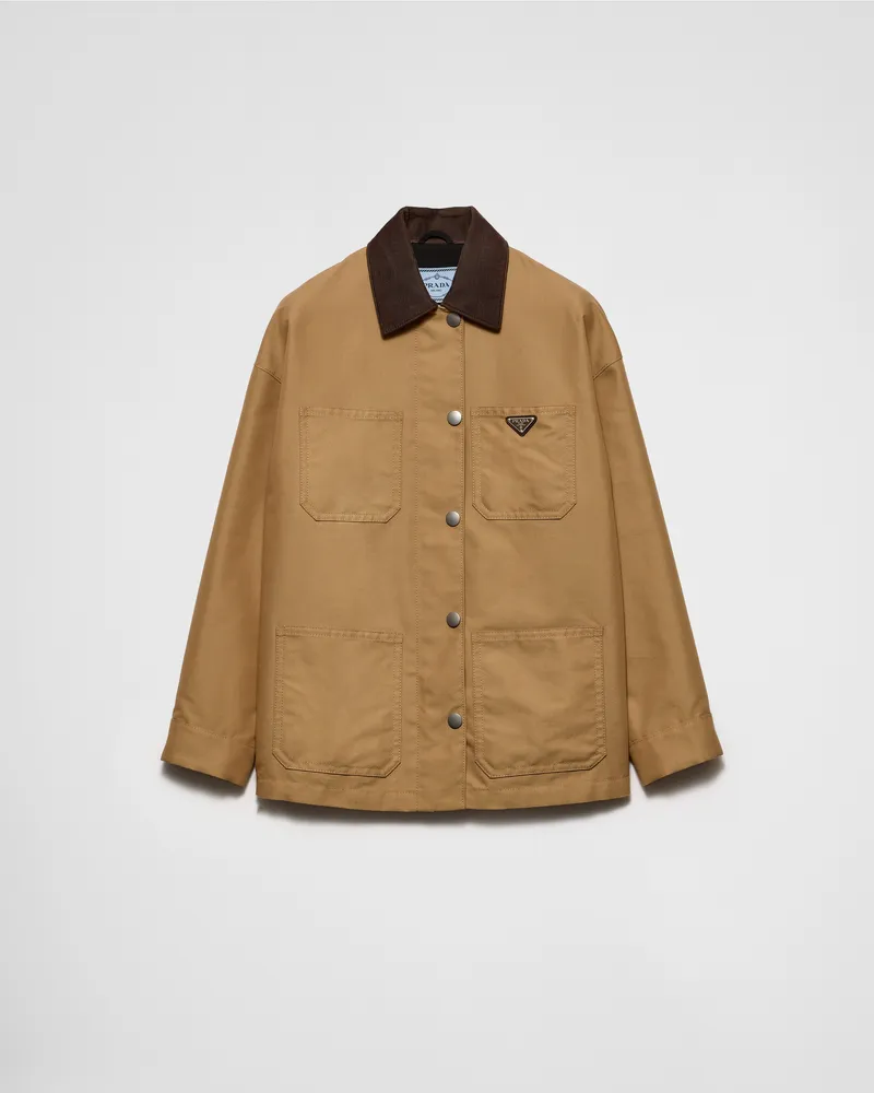 Prada Blousonjacke aus technischem Canvas Kamelbraun