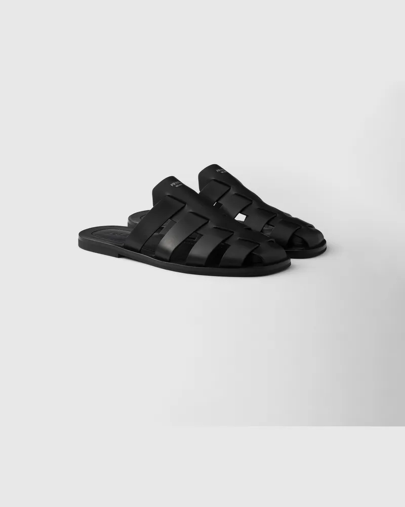 Prada Mules im Fischer-Stil aus Leder Schwarz