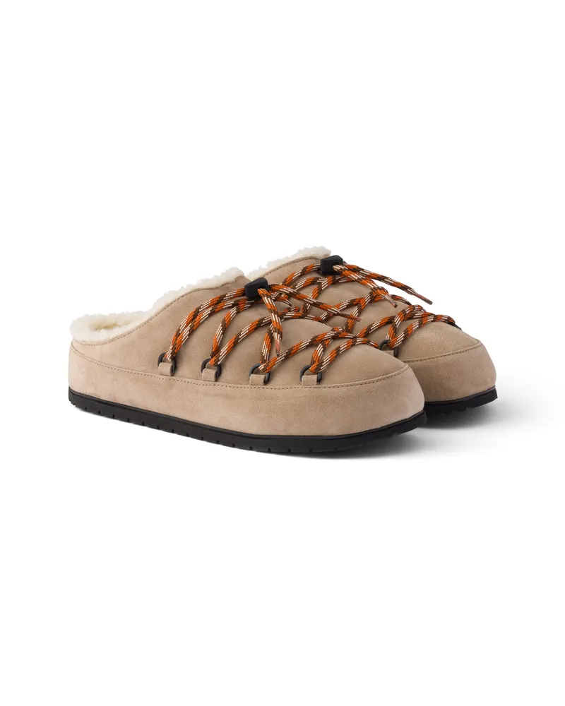 Prada Mules Aus Wildleder, Damen, Wüstenbeige, Größe Wüstenbeige