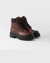 Prada Work Boots aus Leder und Re-Nylon Ebenholz