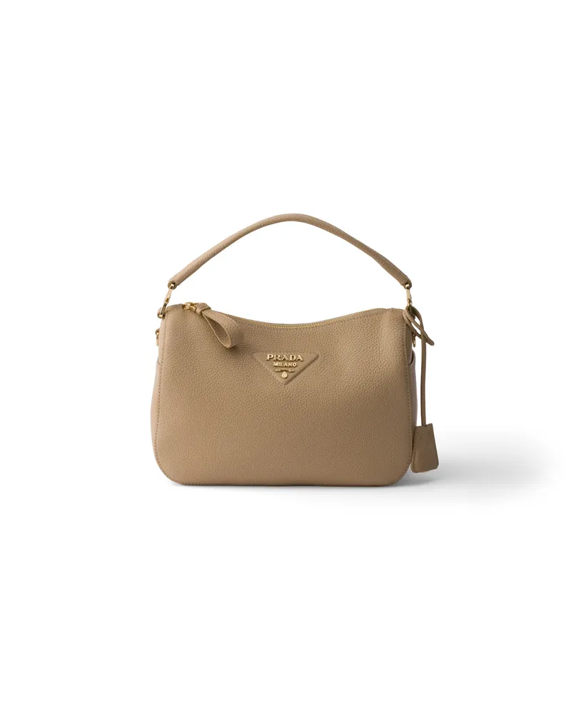 Prada Kleine Tasche Aus Leder, Damen, Sandbeige Sandbeige