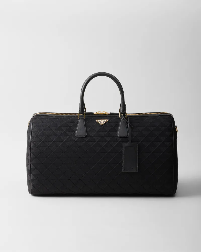 Prada Weekender aus besticktem Stoff Schwarz