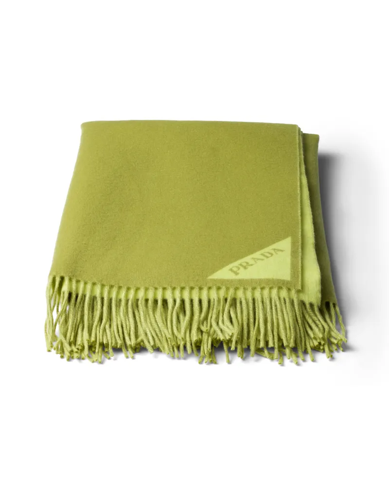 Prada Leichte Decke Aus Jacquard-wolle Und Kaschmir, , Hellgrün Hellgrün