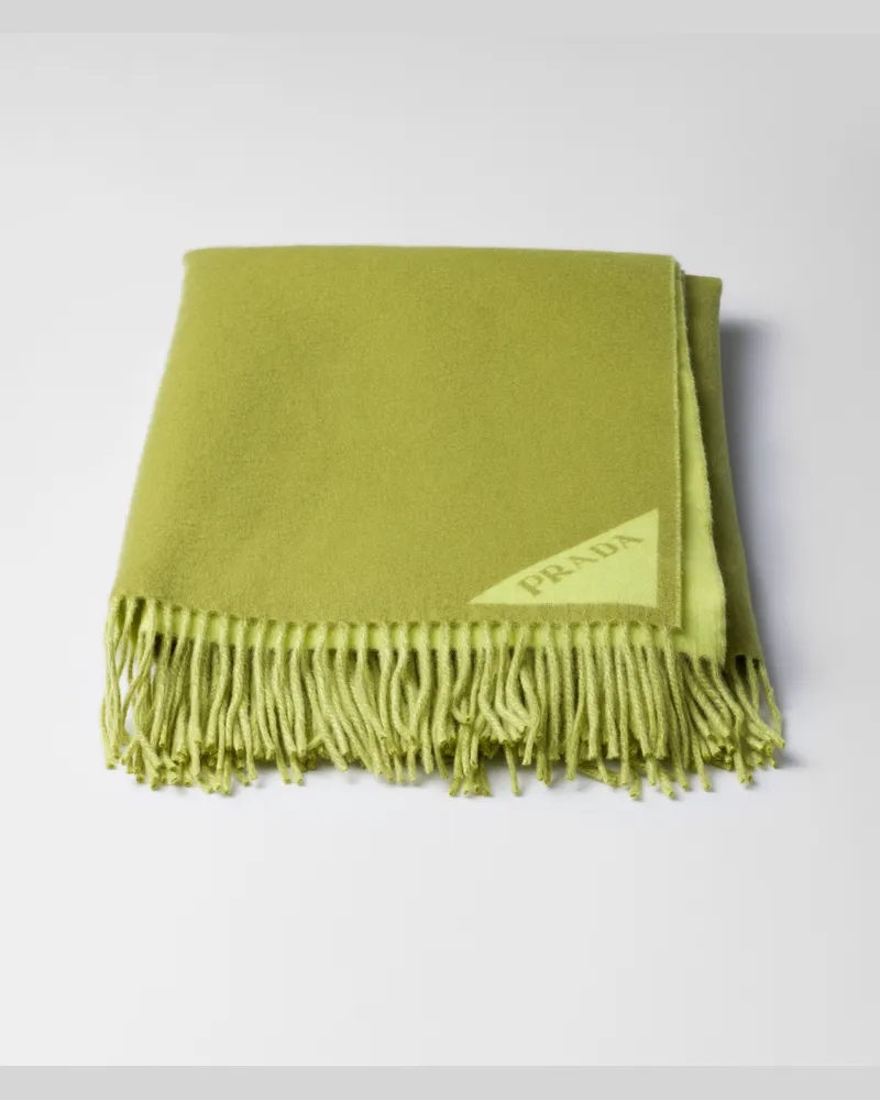 Prada Leichte Decke aus Jacquard-Wolle und Kaschmir Hellgrün