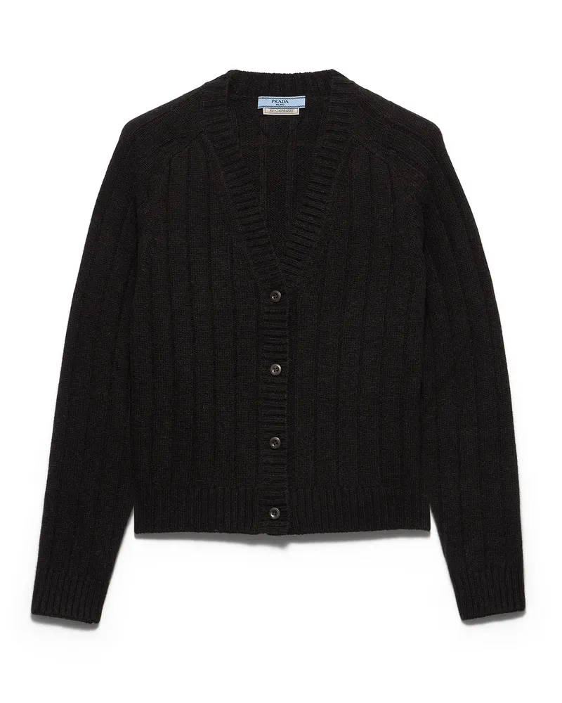 Prada Re-cashmere Cardigan, Damen, Anthrazitgrau, Größe Anthrazitgrau