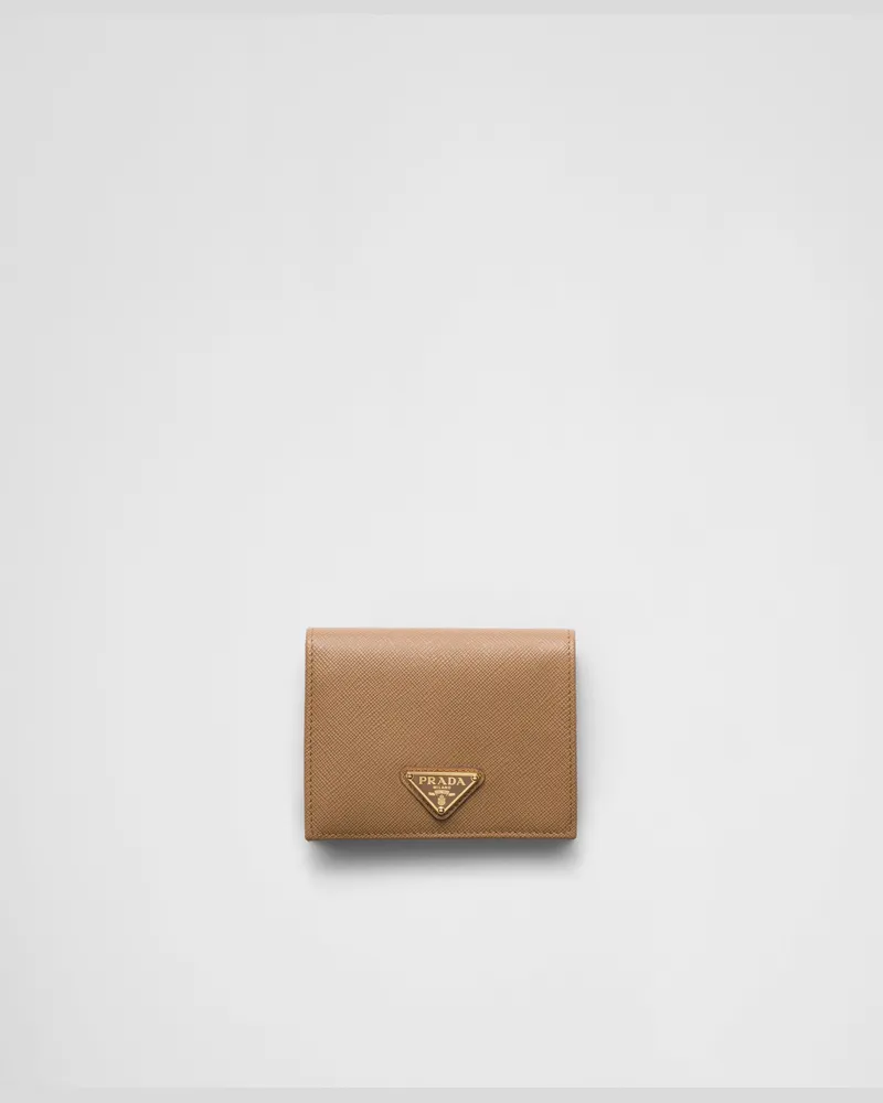 Prada Kleines Portemonnaie aus Saffiano Leder Karamell