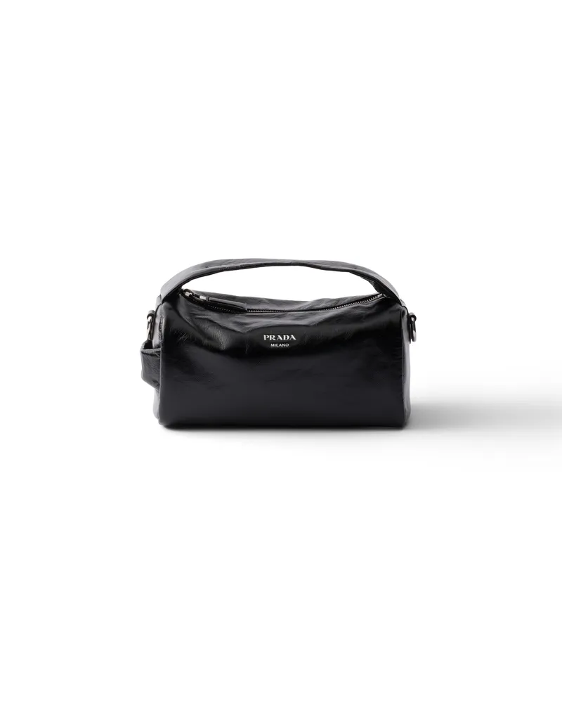 Prada Schultertasche Aus Leder, Herren, Schwarz Schwarz