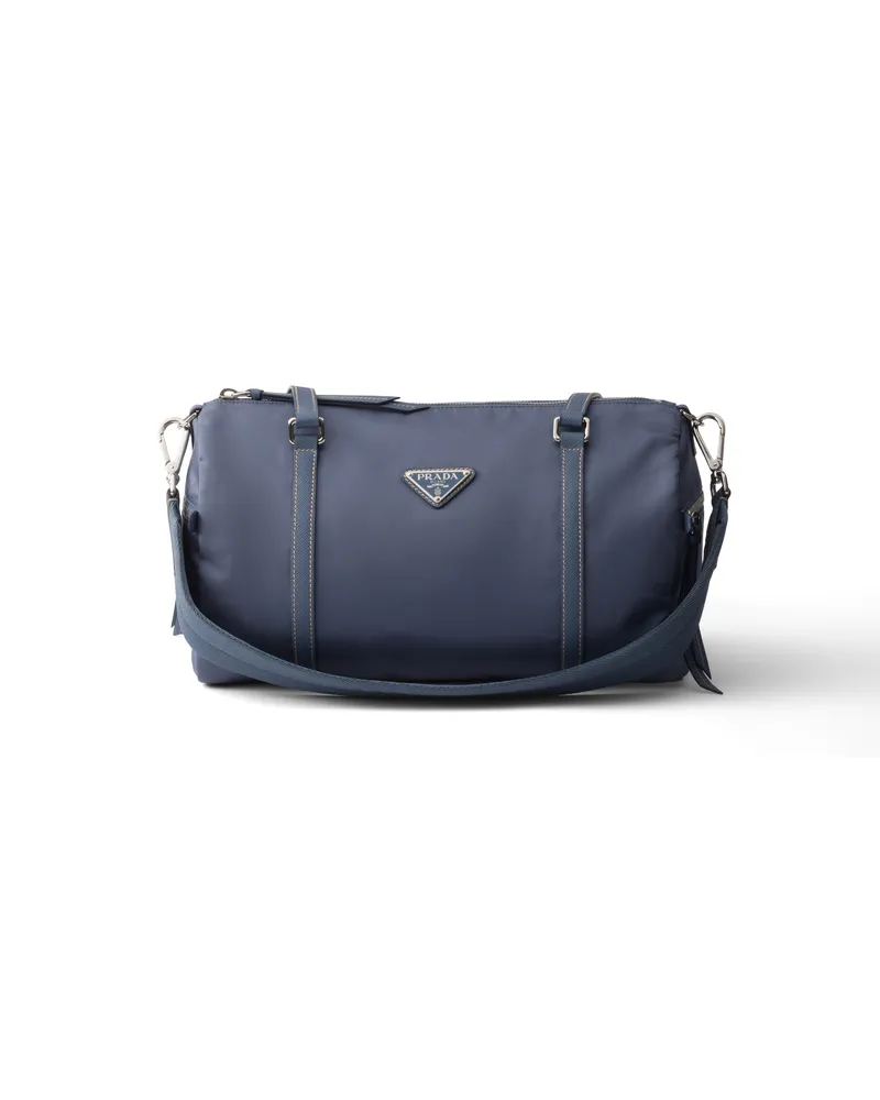 Prada Große Weekender-tasche Aus Re-nylon Und Saffiano-leder, Damen, Aviation/blau Aviation