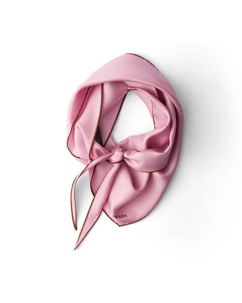 Prada Schal Aus Twill Mit Print, Damen, Heiderosa Heiderosa