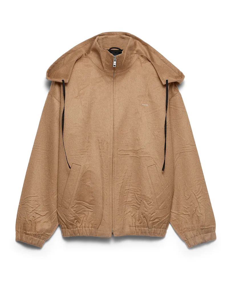 Prada Blousonjacke Aus Kamelhaar, Damen, Kamelbraun, Größe Kamelbraun