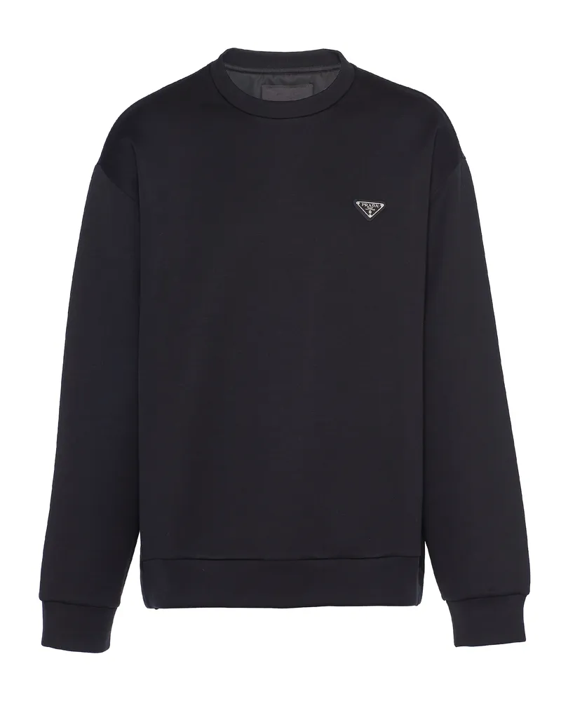 Prada Sweatshirt Aus Technischer Baumwolle, Herren, Schwarz/schwarz, Größe Schwarz