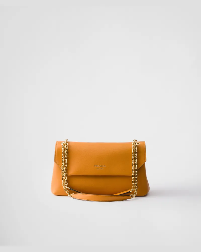 Prada Doux Medium Schultertasche aus Leder Amber