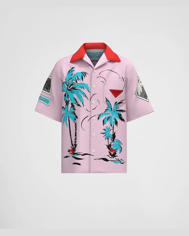 Prada Timecapsule-Hemd aus bedruckter Baumwolle Alabasterrosa