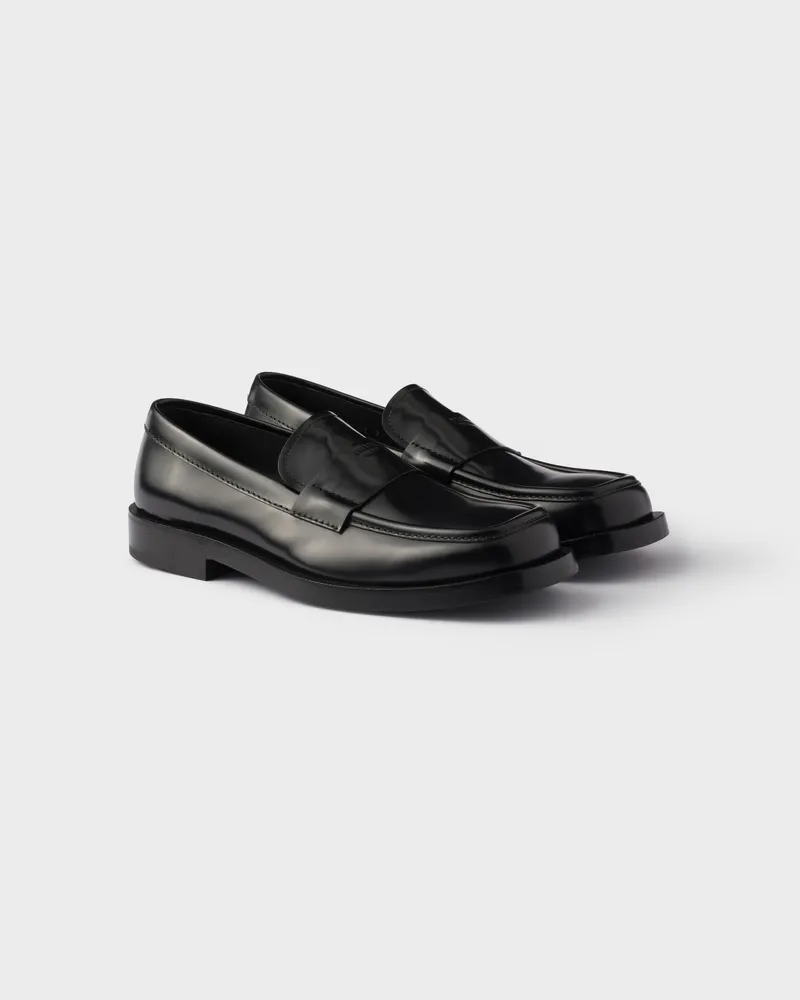 Prada Loafer aus gebürstetem Leder Schwarz