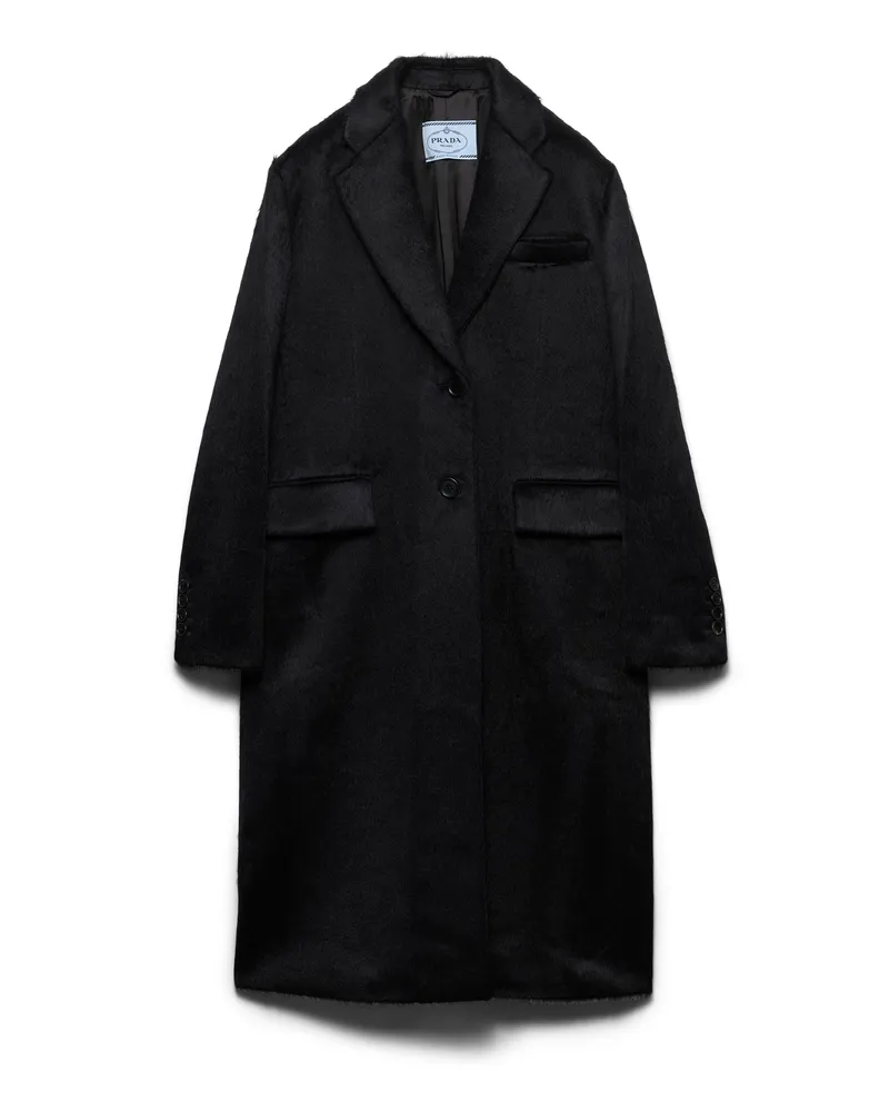 Prada Einreihiger Mantel Aus Velours, Damen, Blau, Größe Blau