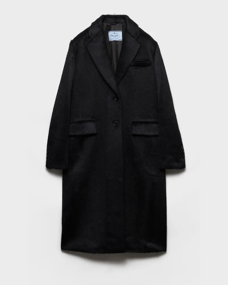 Prada Einreihiger Mantel aus Velours Blau