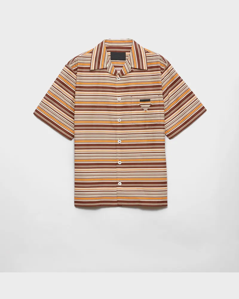 Prada Gestreiftes Bowling-Hemd aus Baumwolle Sienna
