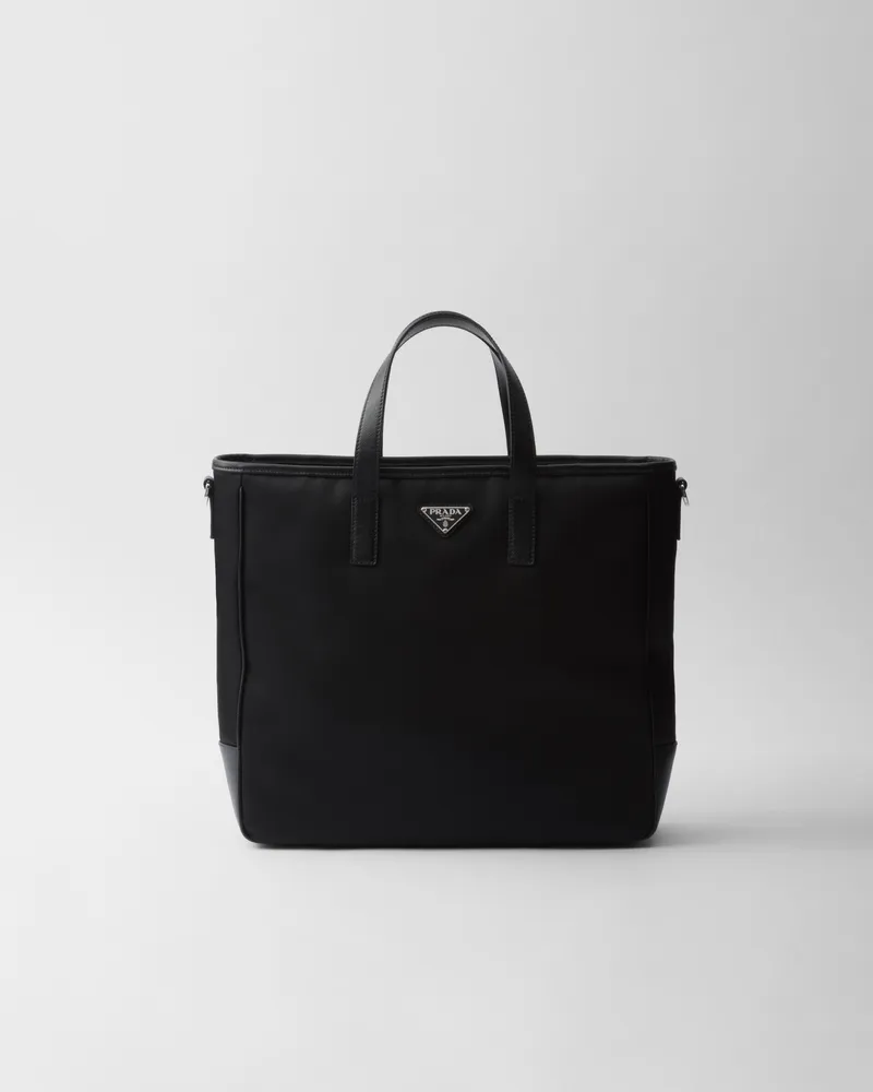 Prada Tote Bag aus Re-Nylon und Saffiano-Leder Schwarz