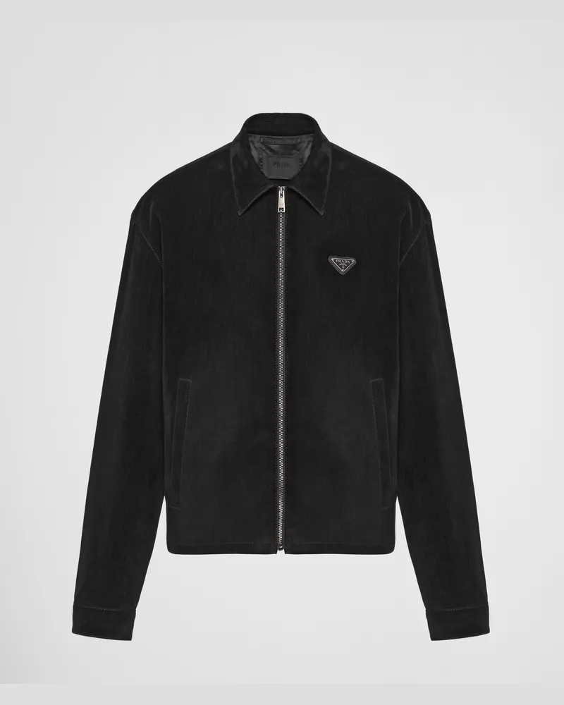 Prada Blousonjacke aus Baumwollsamt Schwarz