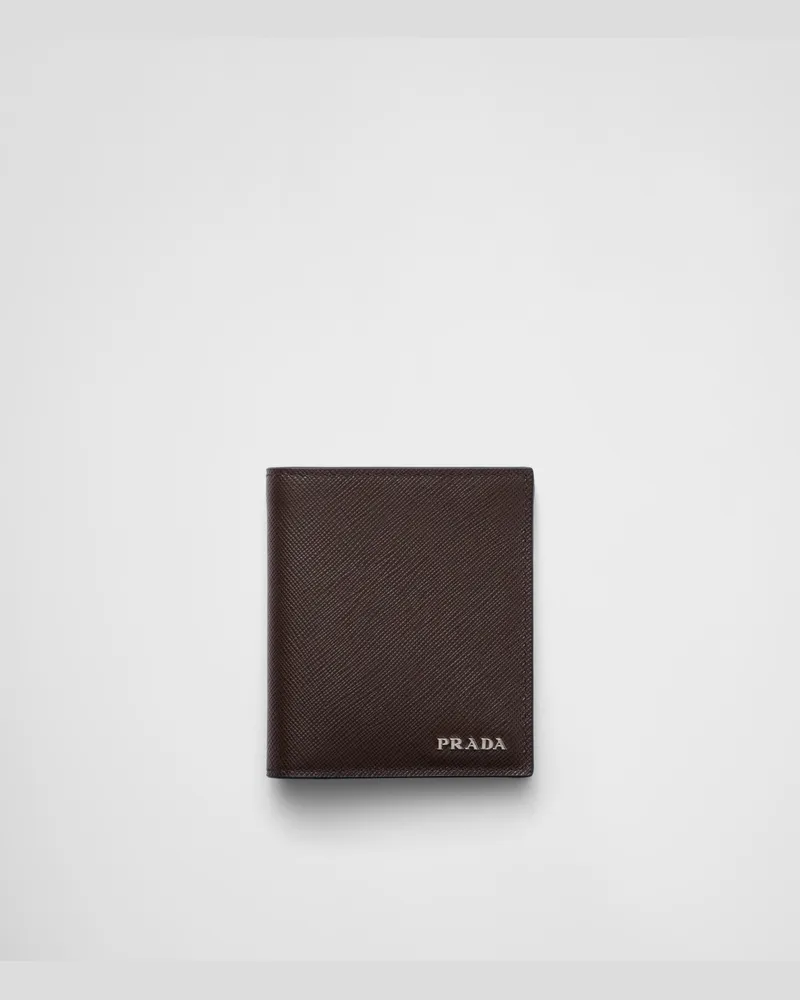Prada Geldbörse aus Saffiano-Leder Kaffeebraun