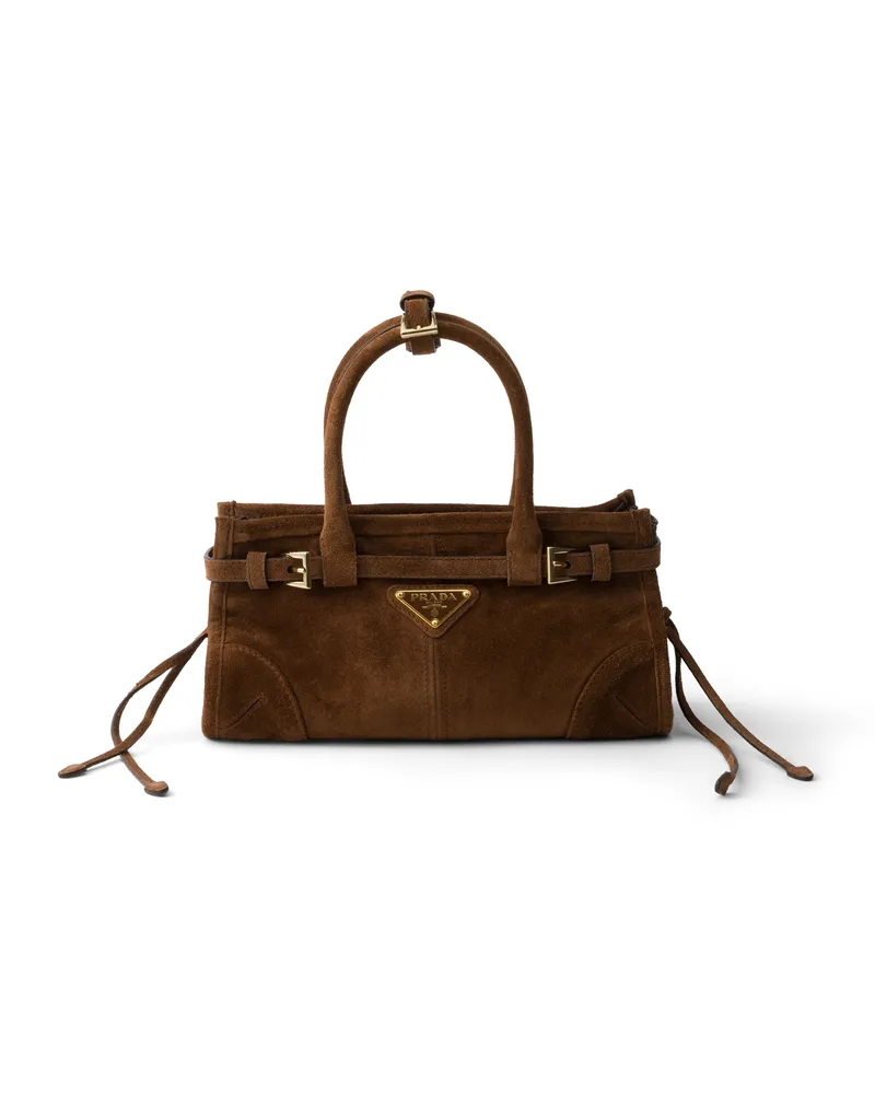 Prada Bonnie Mini-handtasche Aus Veloursleder, Damen, Kakaobraun Kakaobraun