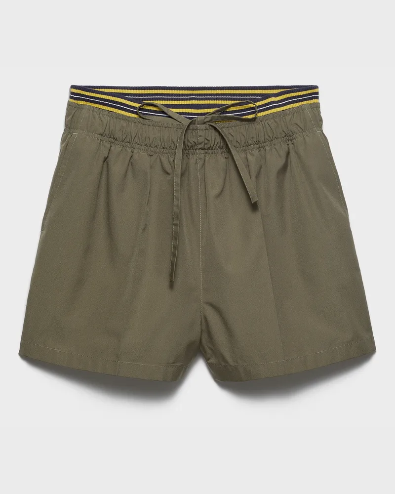 Prada Shorts Aus Popeline, Damen, Waldgrün, Größe Waldgrün