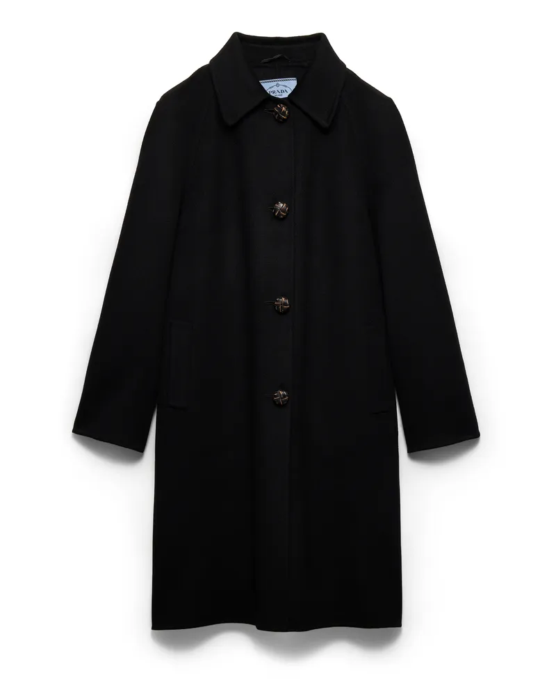 Prada Einreihiger Mantel Aus Kaschmir-woll-doppelgewebe, Damen, Schwarz, Größe Schwarz