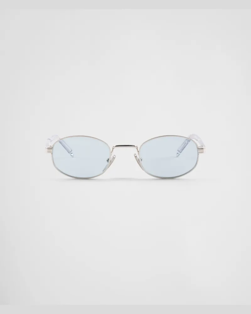 Prada Sonnenbrille mit der ikonischen Plakette aus Metall Fliegerblaue