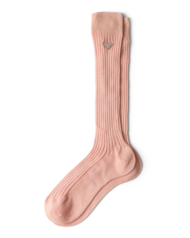 Prada Socken Aus Baumwolle, Damen, Pfirsich, Größe Pfirsich