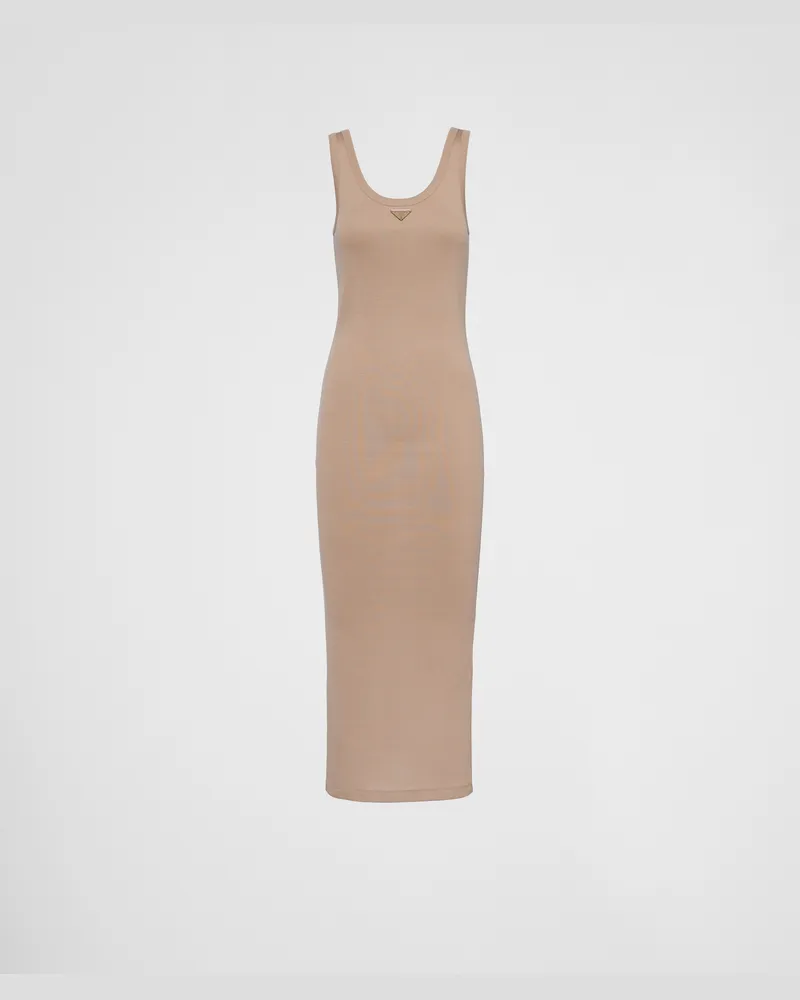 Prada Kleid aus gerippter Baumwolle Khaki