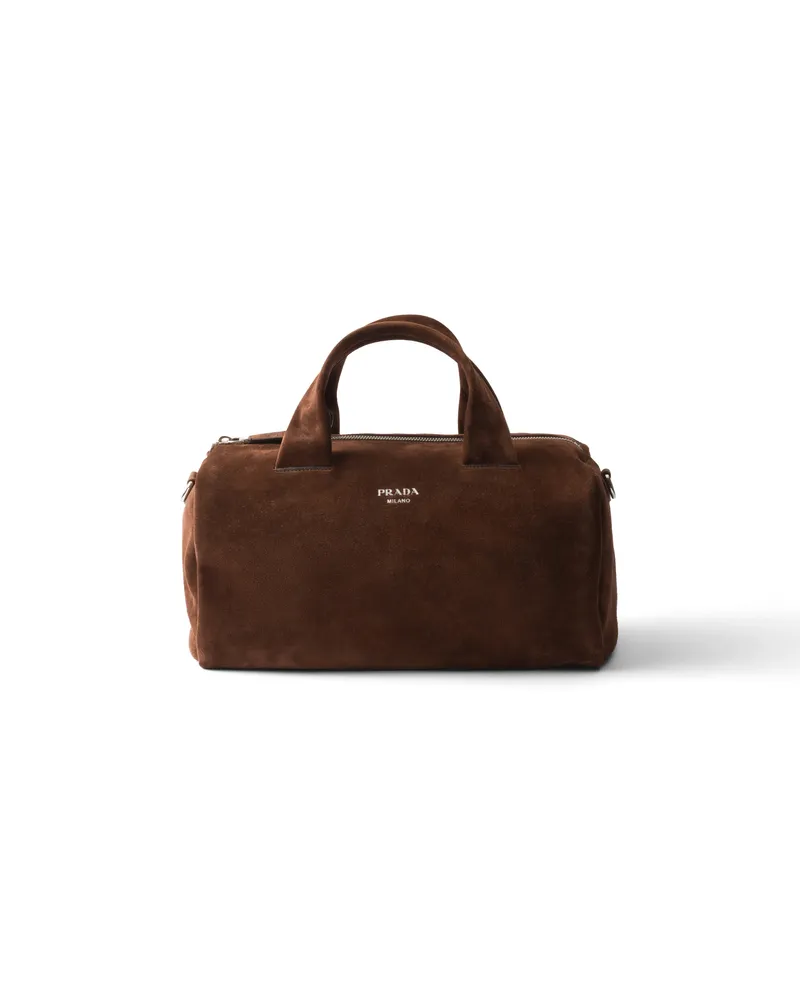 Prada Weekender Aus Wildleder, , Kaffeebraun Kaffeebraun
