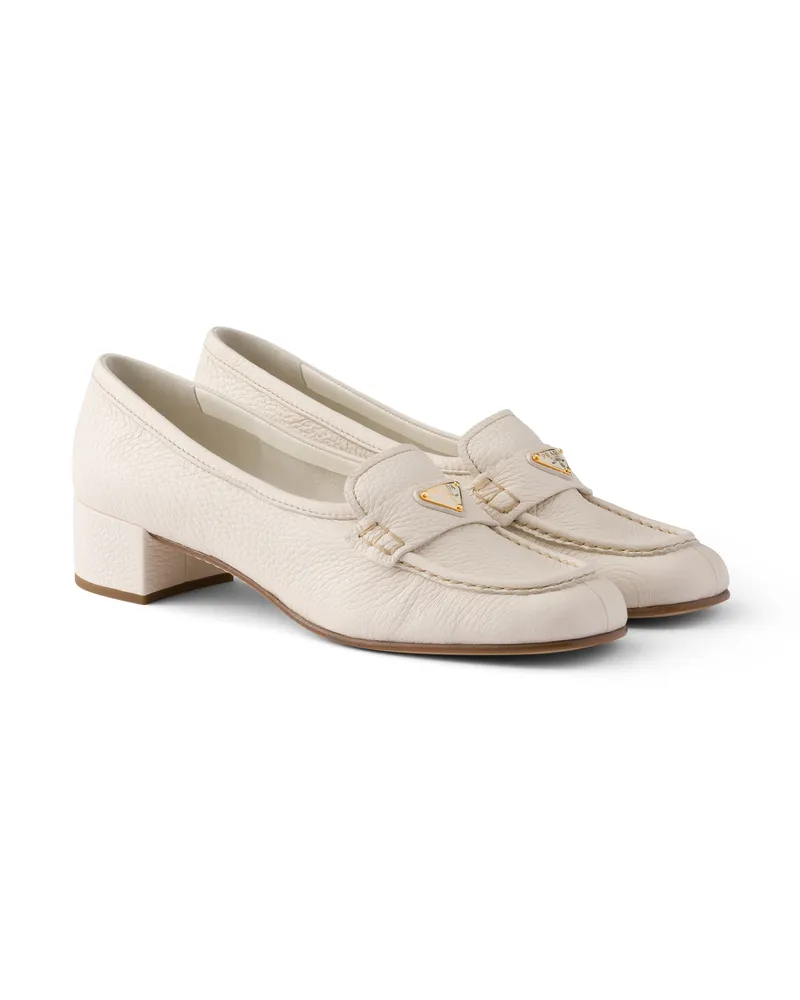 Prada Loafer Aus Leder, Damen, Kalkweiss, Größe Kalkweiss