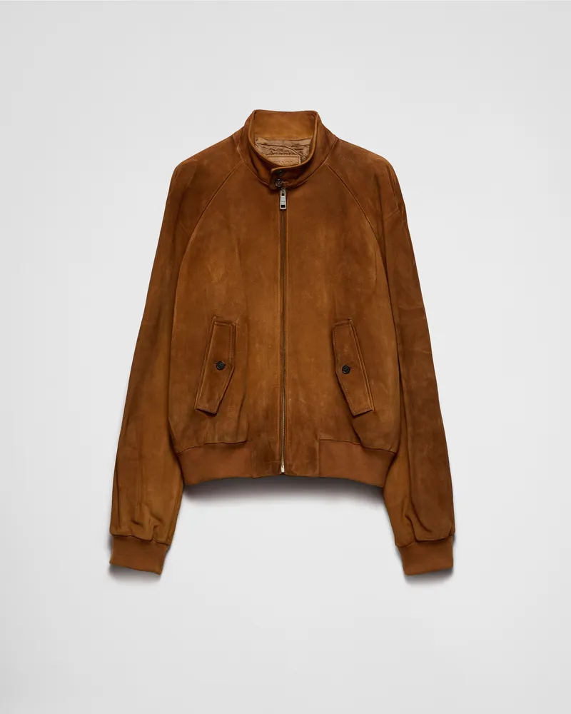 Prada Bomberjacke aus Wildleder Karamell