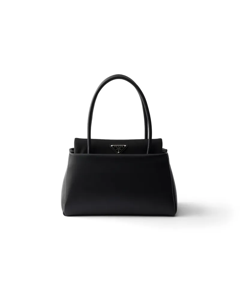 Prada Passage Tasche Aus Leder, Klein, Mit Überschlag Aus Re-nylon, Damen, Schwarz Schwarz