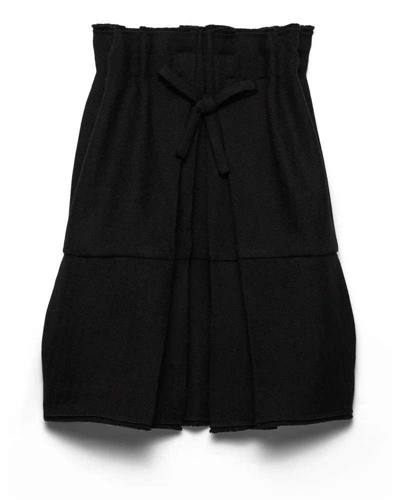 Prada Kurzes Blusenkleid Aus Wollgemisch, Damen, Schwarz, Größe Schwarz