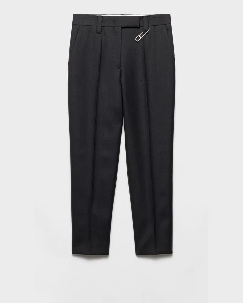 Prada Hose aus Wollgabardine mit Nadel Anthrazitgrau