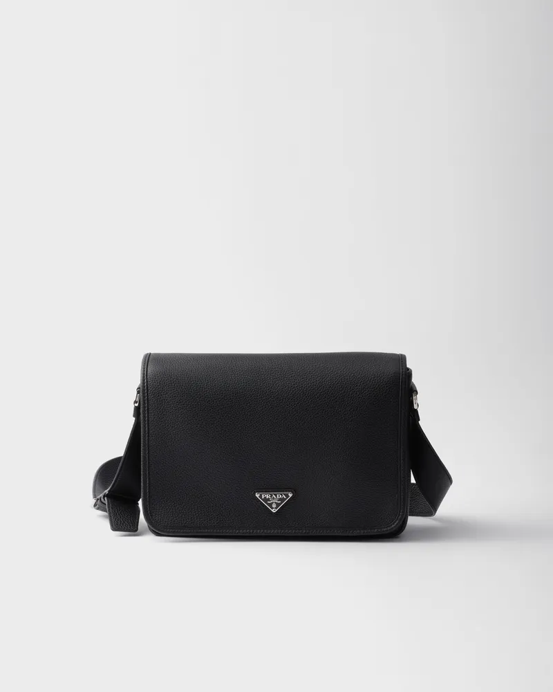 Prada Schultertasche aus Leder Schwarz