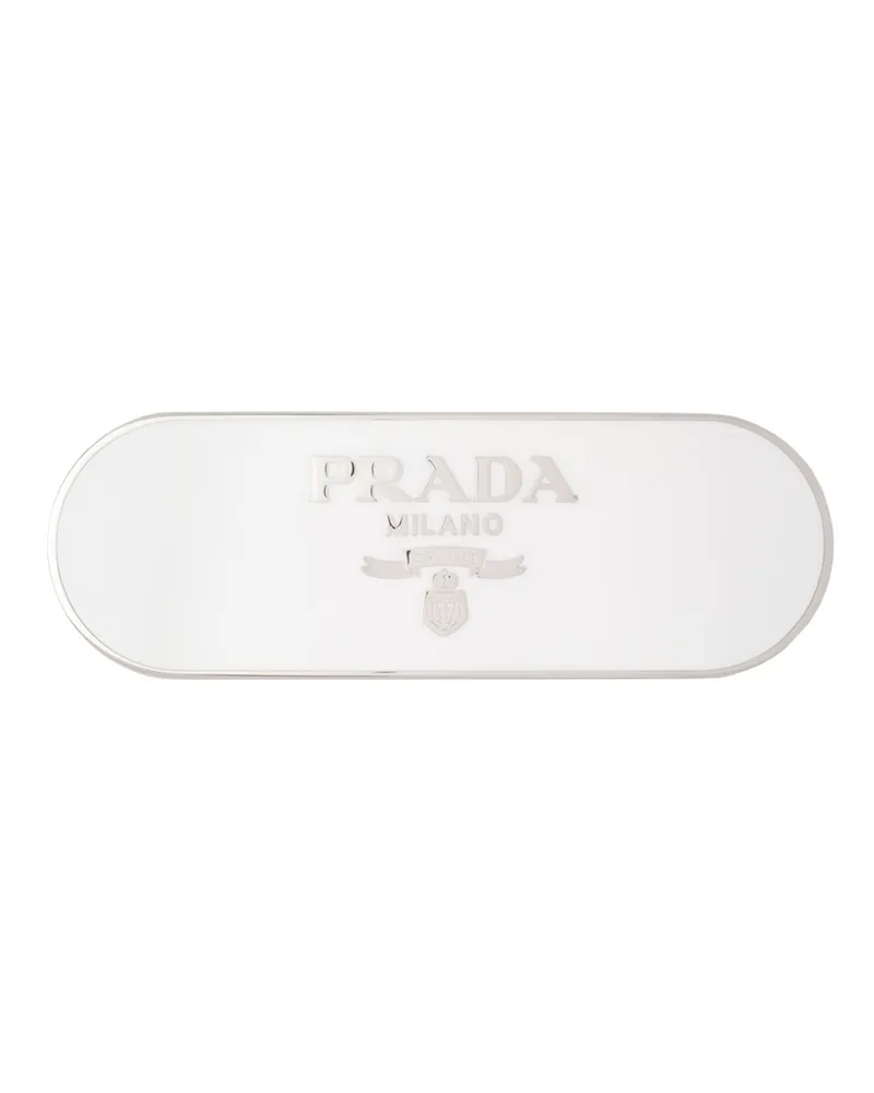 Prada Haarspange Aus Metall, Damen, Weiss Weiss