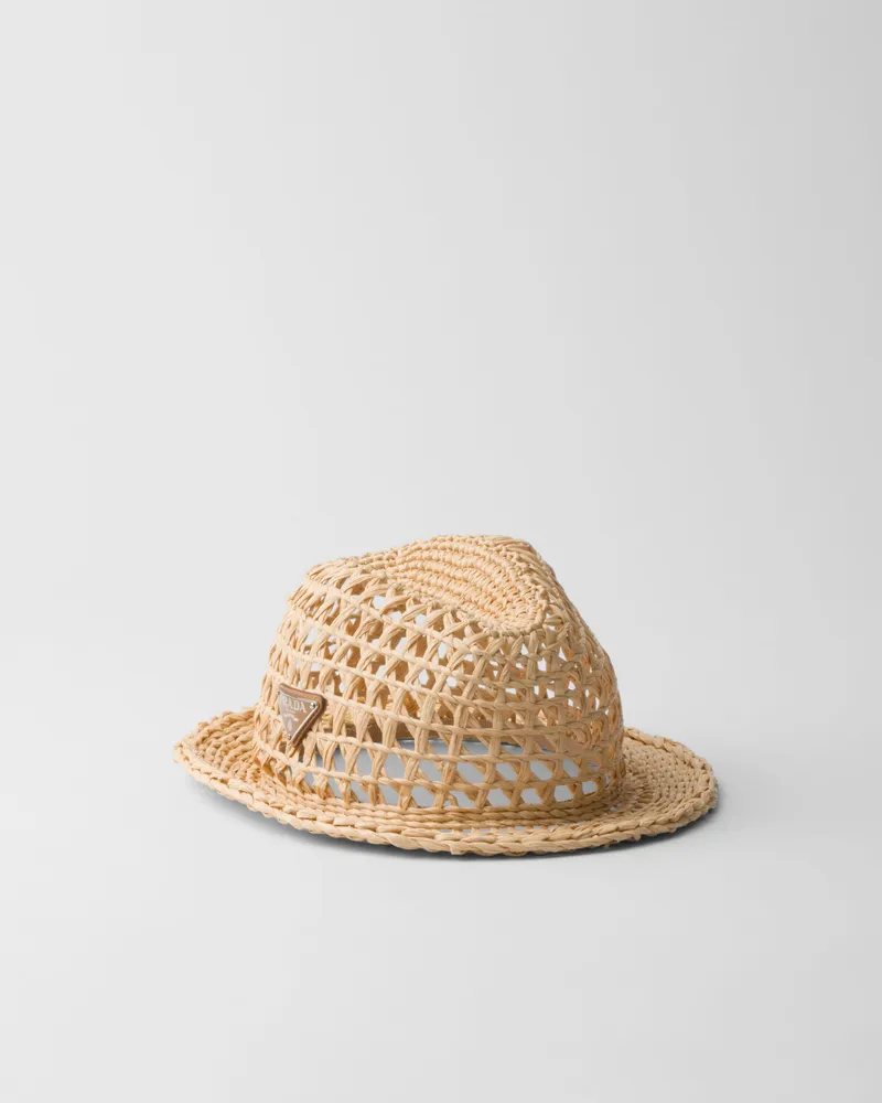 Prada Gehäkelter Fedora-Hut Natur