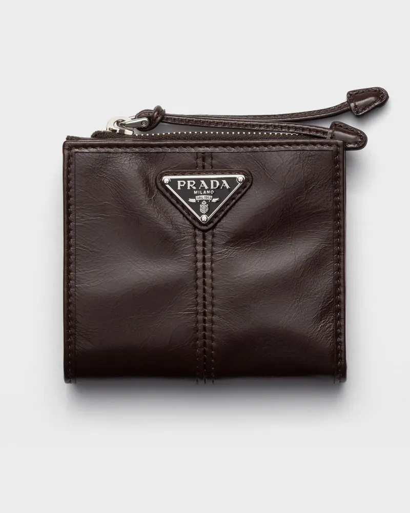 Prada Kleine Geldbörse aus Leder Dunkelbraun