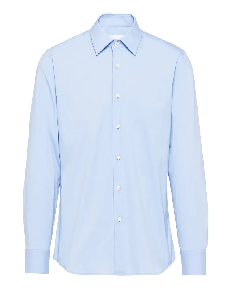 Prada Hemd Aus Stretch-baumwolle, Herren, Himmelblau, Größe Himmelblau