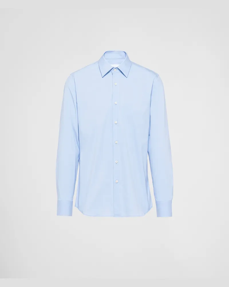 Prada Hemd Aus Stretch-baumwolle, Herren, Himmelblau, Größe Himmelblau