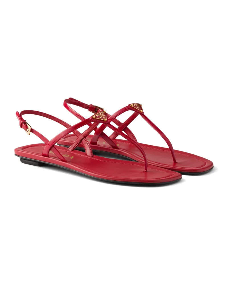 Prada Zehenstegsandalen Aus Lackleder, Damen, Rot, Größe Rot