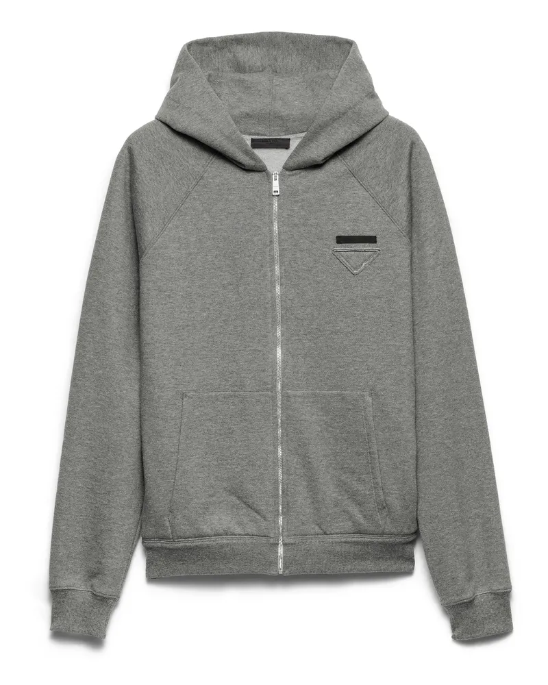 Prada Kapuzenjacke Aus Kaschmirgemisch Mit Reißverschluss, Herren, Grau, Größe Grau