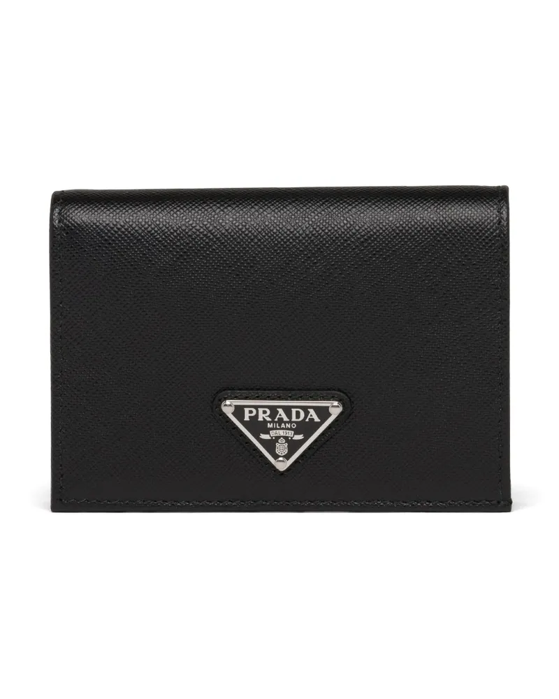 Prada Small Saffiano Leather Wallet, Damen, Schwarz Schwarz