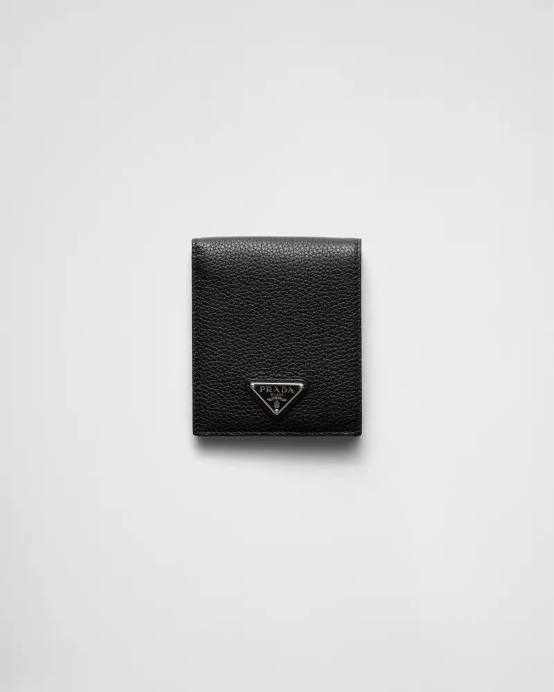 Prada Lederbrieftasche Mit Münzfach, Herren, Schwarz Schwarz