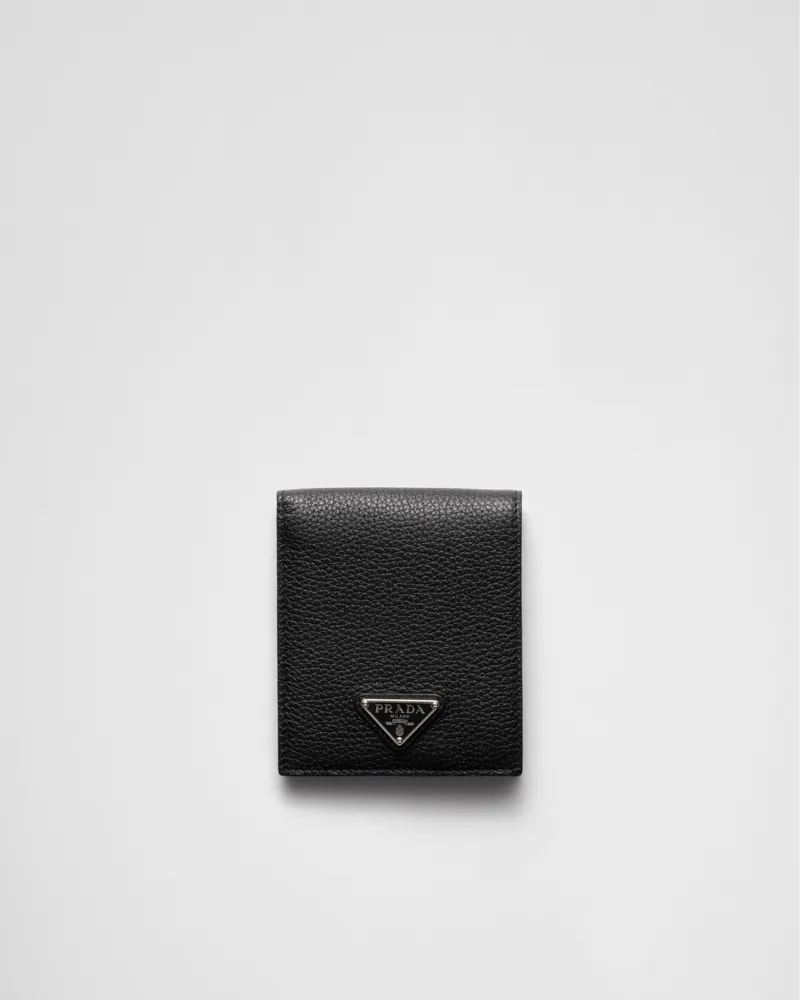 Prada Lederbrieftasche mit Münzfach Schwarz